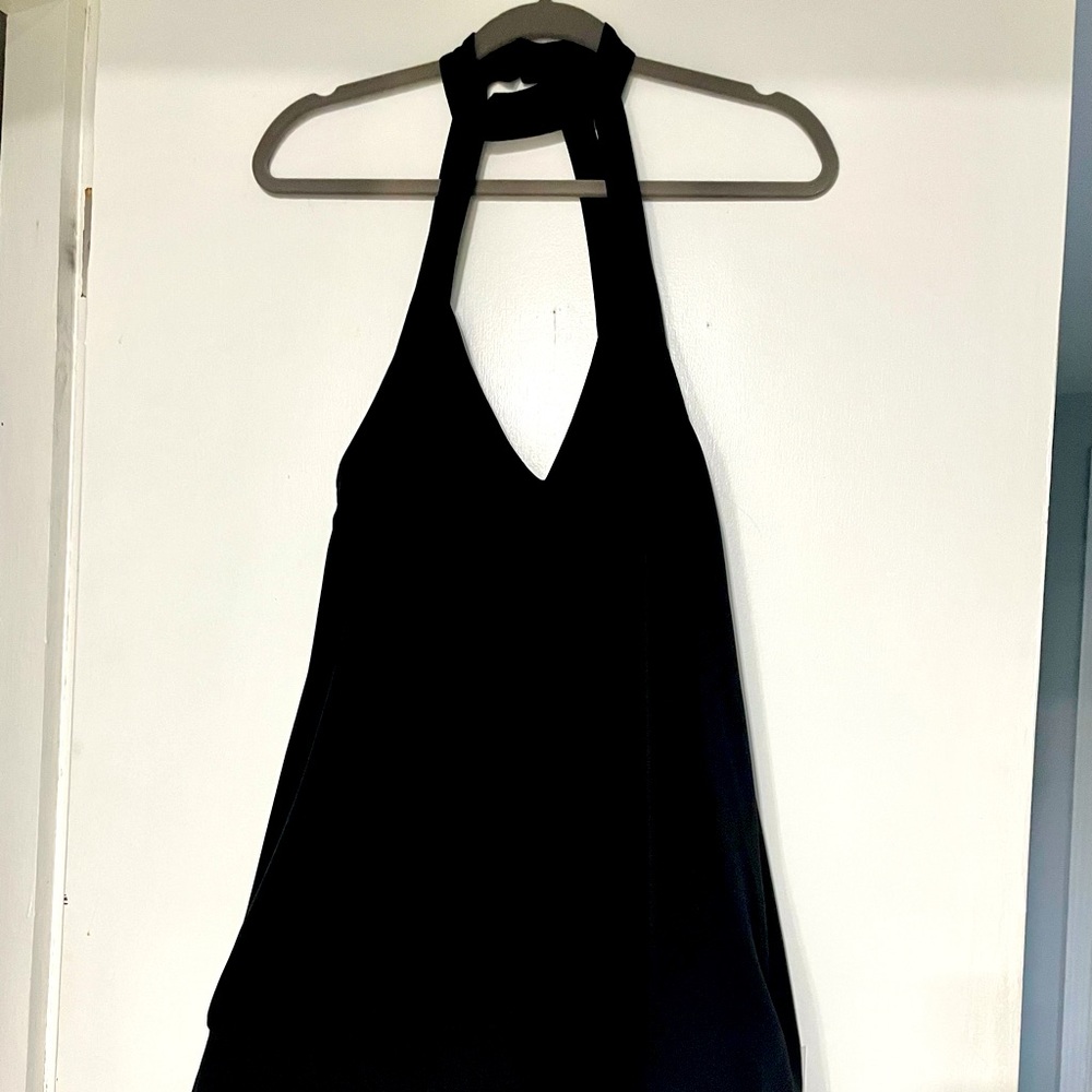 TOBI High Neck Cutout Deep Black Shift Dress, Size Small